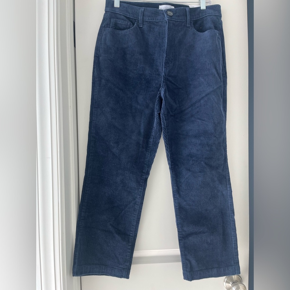 LOFT Navy Straight Leg  Corduroy Pants 30 Petite NWT